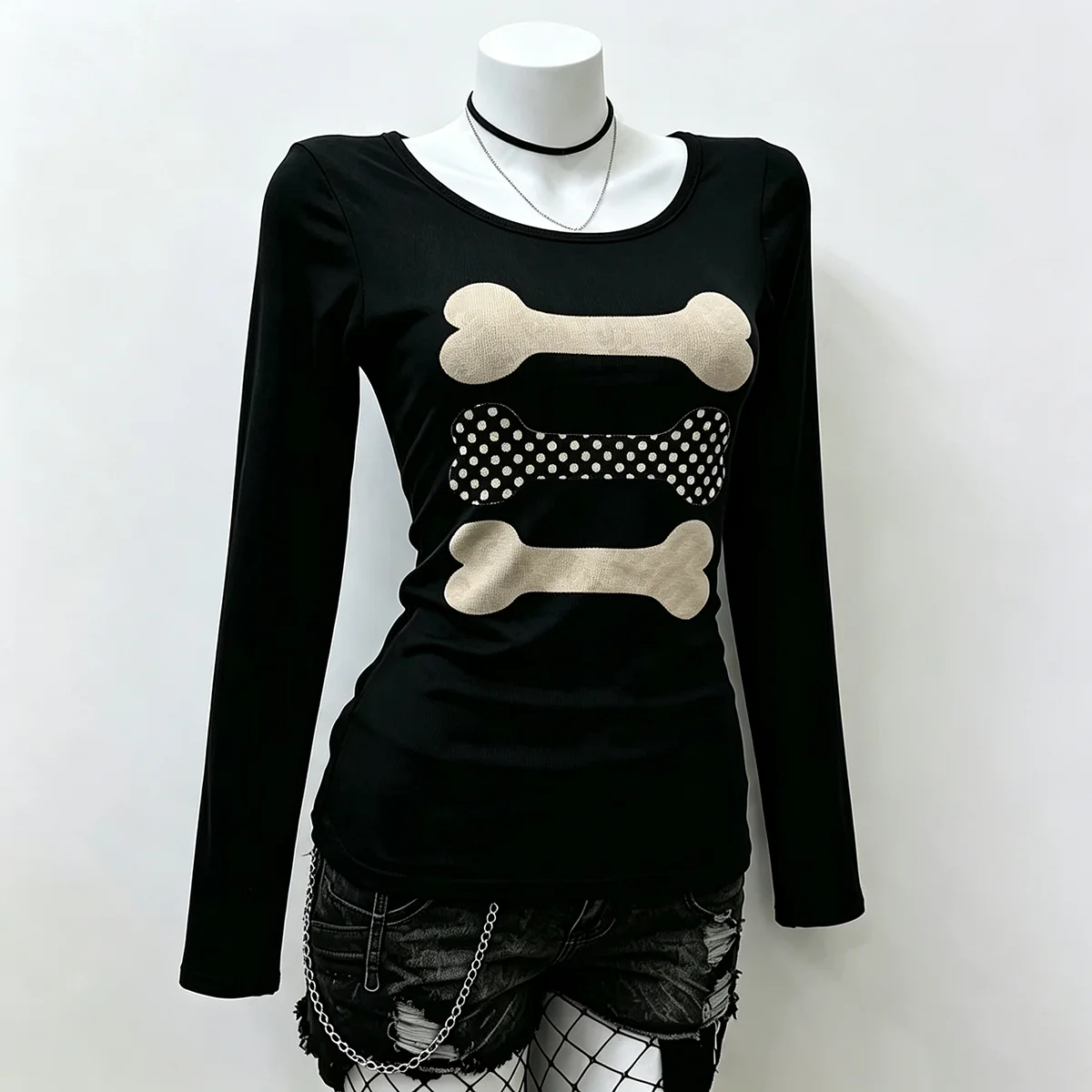 Graphic Tees Y2k Kitty T Shirt for Women Gothic Crop Top Women 2000s Clothes Y2k Tops Shoujo Girl Style Long Sleeve Kpop Kawaii