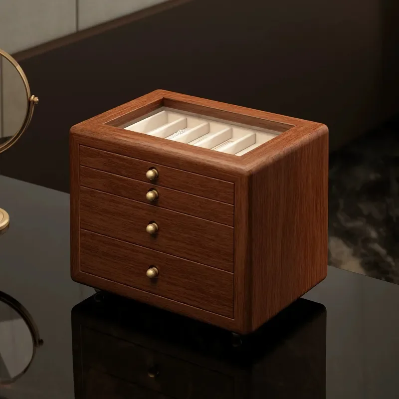 Jewelry storage box, high-end exquisite retro style, large-capacity stud earrings, necklace jewelry, headgear, hand jewelry,