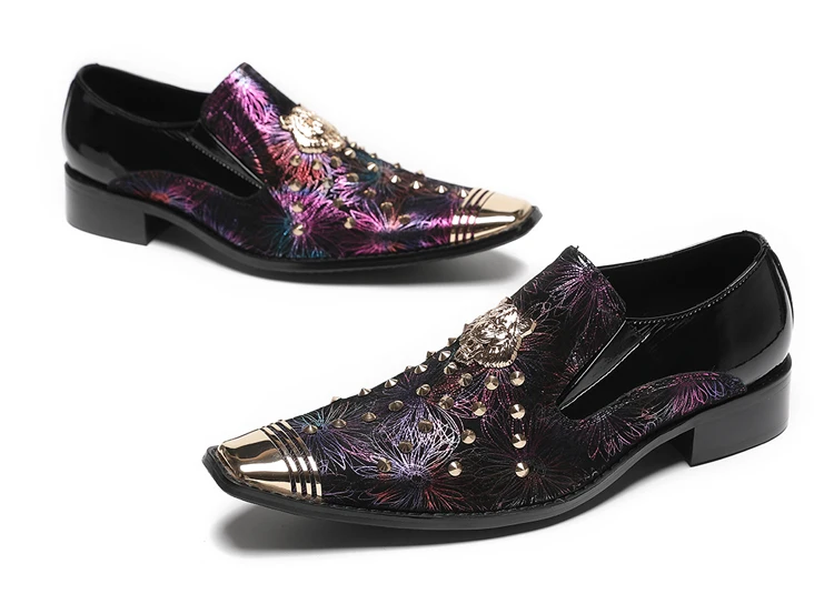 BOARD Herbst Herrenschuhe Spike Luxuriöse Persönlichkeit Bankett Niete Tigerkopf Druck Formelle Kleidung Schuhe – Detail 31