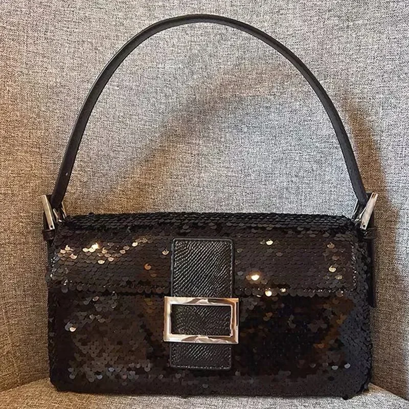 Bolso de Diseño, Bolso de Playa con Brillo, Bolso de Hombro Tipo Hobo, Bolso de Mano con Lentejuelas Metálicas Bordadas, Bolso de Lujo, Sac Luxe, Bolso de Lujo F