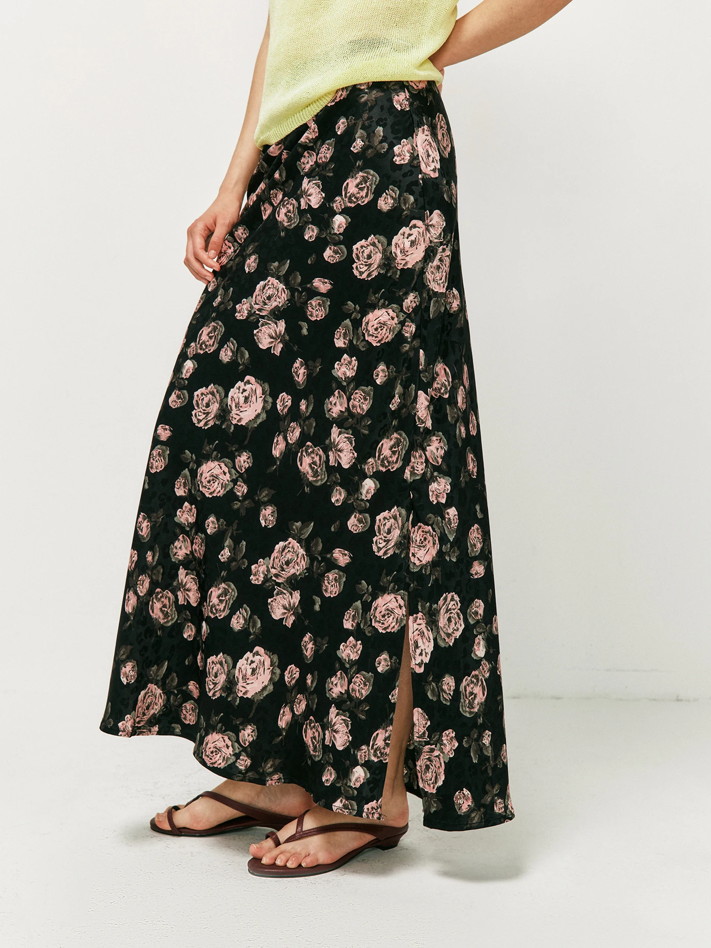 Elegant Floral Embroidery Half Skirt Silk A-Line Silhouette Elastic Waist Leopard Print Commute Friendly Women's Skirt