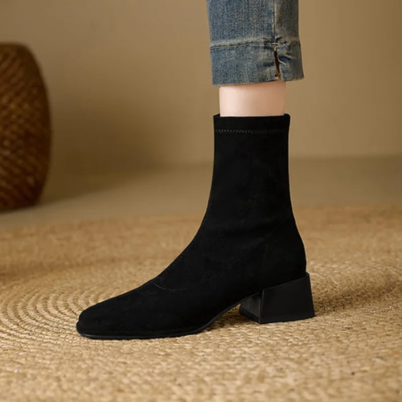 Handmade Retro Soft Leather Women's Boots Autumn Winter Fashion Short Boots Luxury Trendy Female Footwear Microfiber Material #2