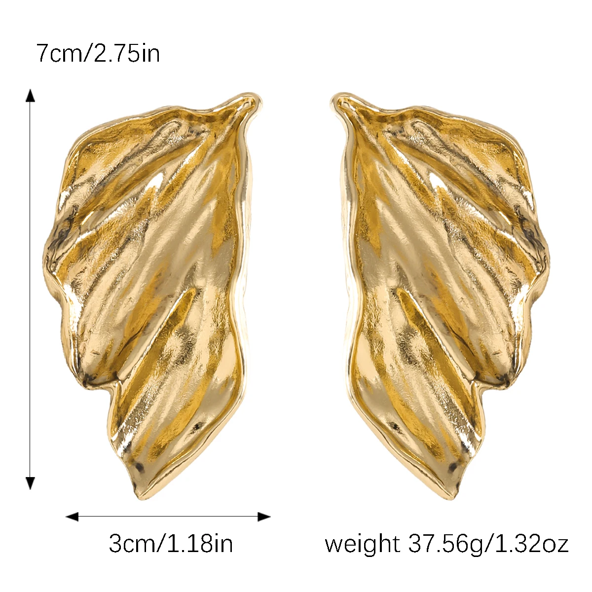 ZA 2024 New Golden/Silvery Retro Metal Leaf Earrings,Luxury Jewelry Women Accessories