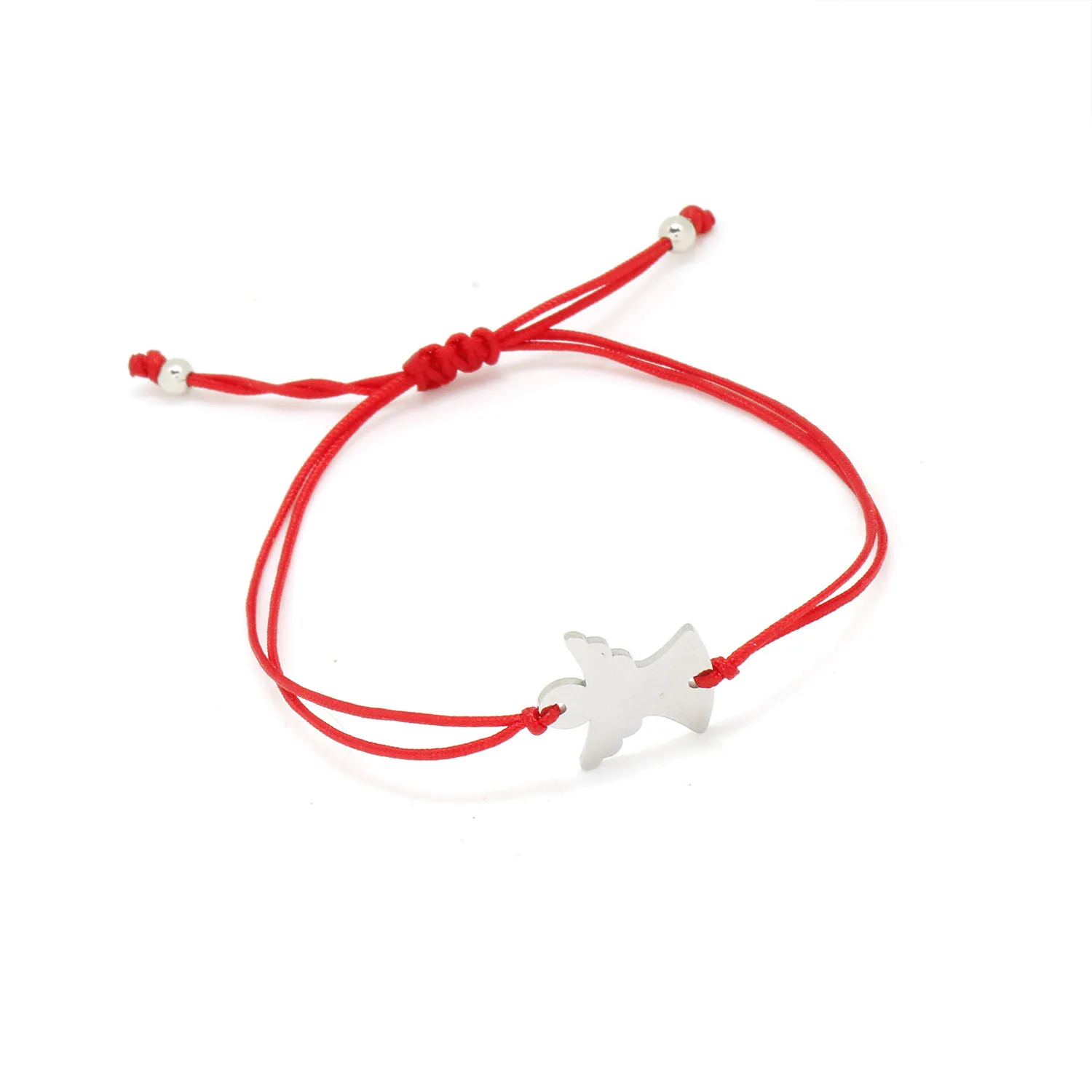 Gold-plated Stainless Steel Good  Polished Smooth Angel Charm Bracelet Women Simple Red String Handmade Adjustable Jewelry Gift