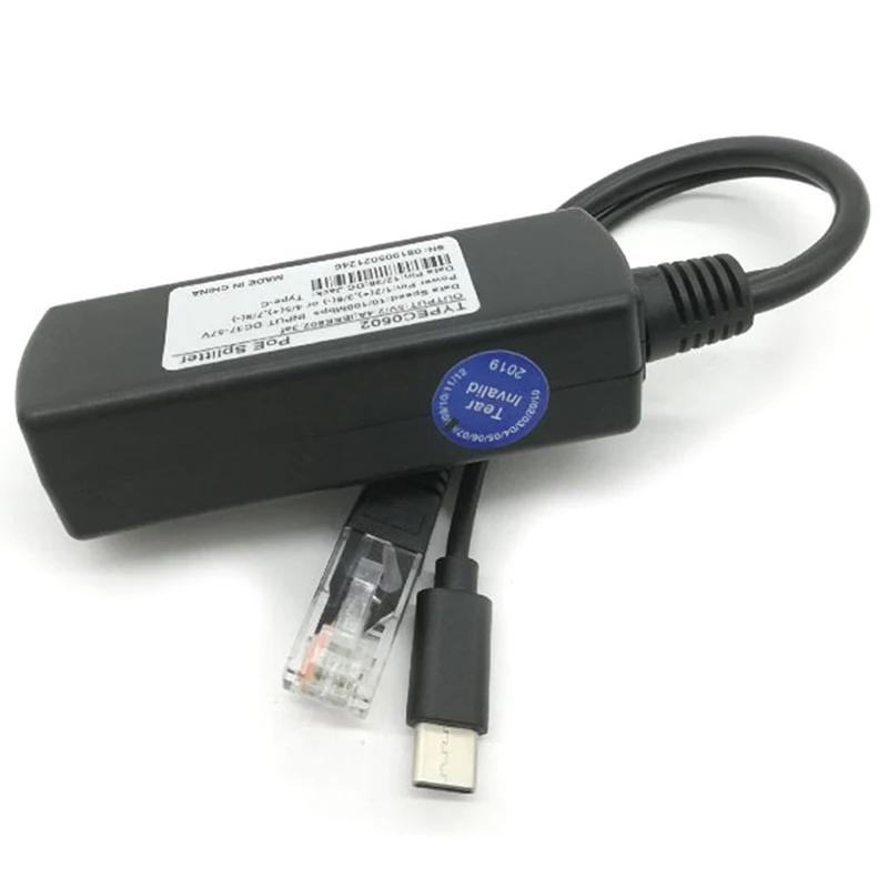 Tipo-c poe splitter usb 48v a 5v power over ethernet 802.3af 100/1000m para framboesa de alta qualidade