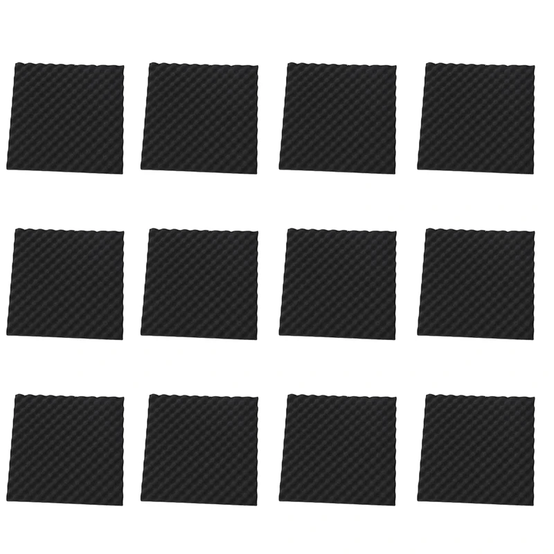 12 Pack Egg Crate Soundproof Foam Panels 1.2Inch X 20Inch X 20Inch Acoustic Foam Fit For Home & Pro Studios Black