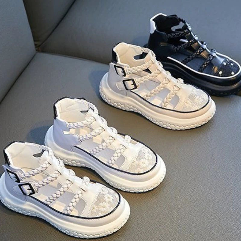 Fashion Plus Size Girls' Sandals 2026 Summer New Style Kids Roman Sandals Comfort Non Slip Girls' Thick Soled Beach Shoes