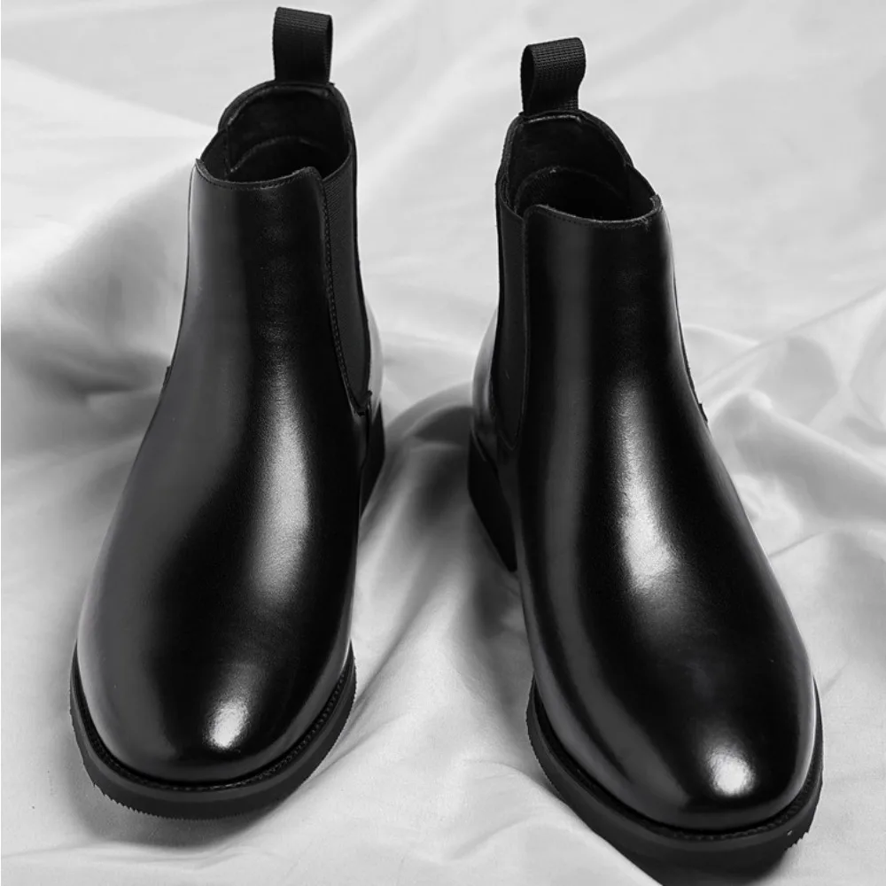 Those Are Ankle Boots Winter Retro Chelsea Booties Mens Shoes and New Velvet Leather Short Boots Men's Oversized Leather Shoes