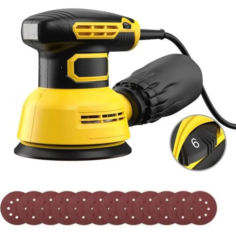 FYBL-Woodworking Sander 12000RPM 6 Variable Speed Sander Machine High Performance Dust Collection System For Woodworking EU Plug