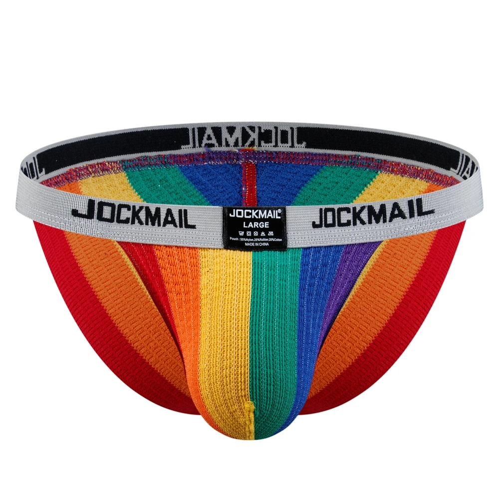 

jockmail men's panties sexy men underwear brief Athletic Supporters calzoncillo slip hombre Rainbow mesh cotton breathable cueca