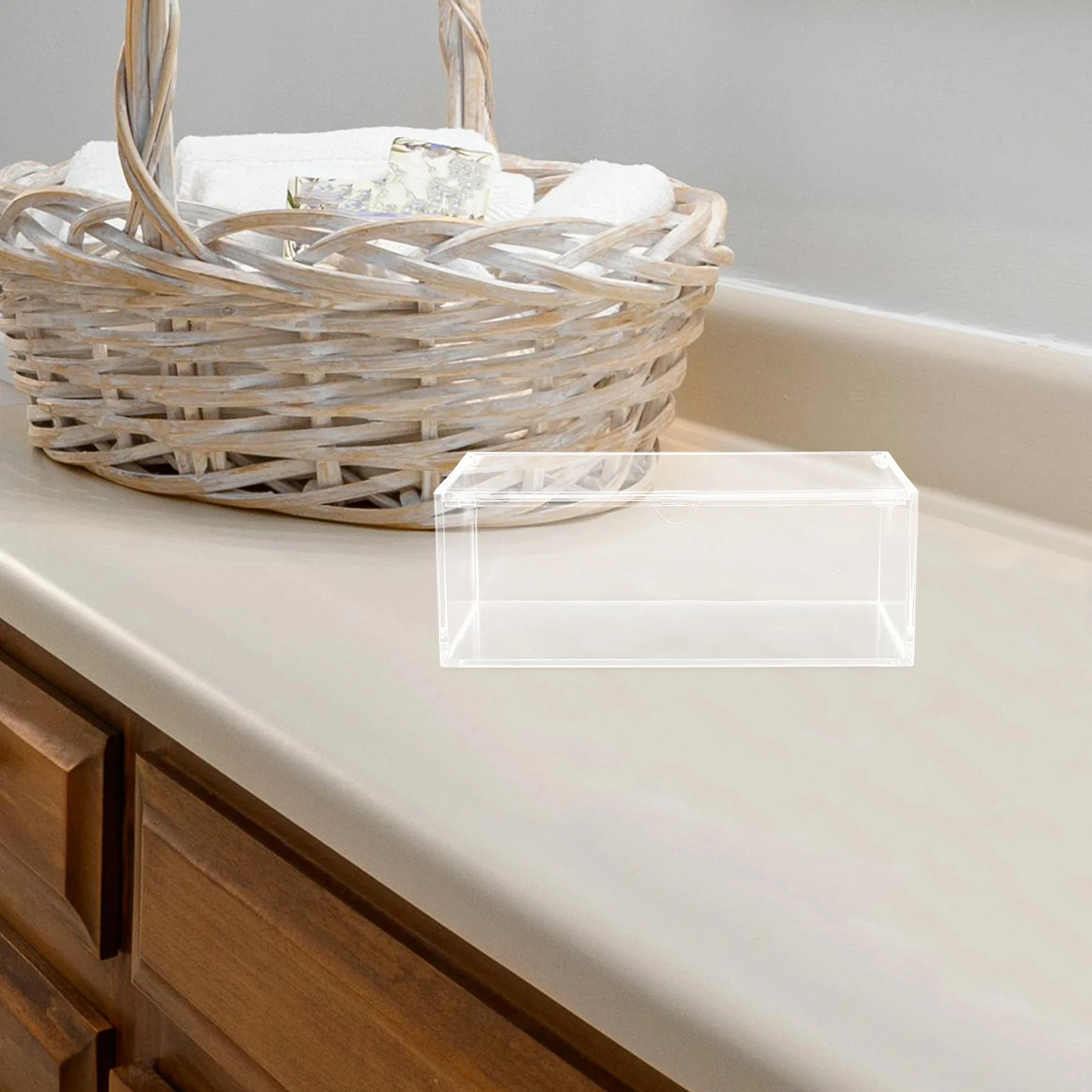 

Laundry Dryer Sheet Dispenser Clear Acrylic Box with Lid Large Capacity Storage Organizer Laundry Essentials Holder