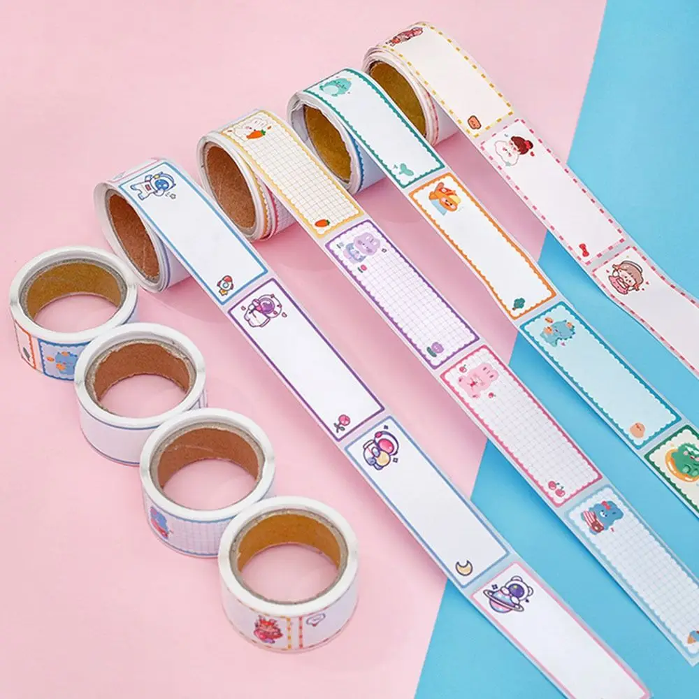 60Pcs/Roll High-quality Writable Name Sticker Cartoon Blank Labels Sticker Self-adhesive Student Stationery Tag Sticker