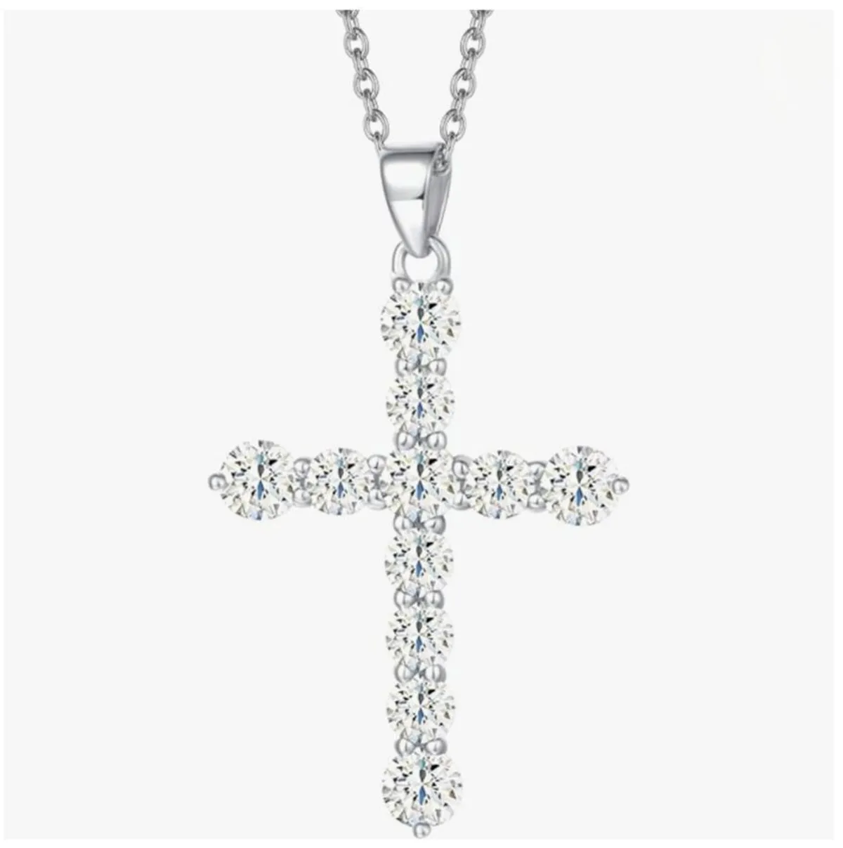 

Женское ожерелье из 18-каратного золота с посеребренным покрытием 925 пробы и подвеской из муассанита, ожерелье с подвеской в виде креста с выращенными в лаборатории бриллиантами. Украшения для женщин