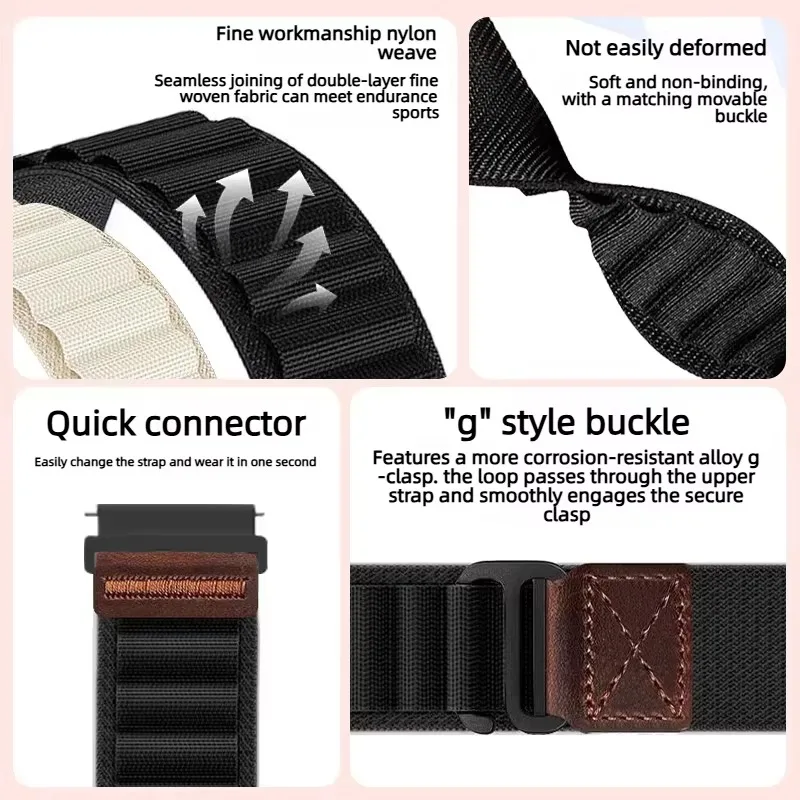 20mm 22mm Nylon Loop Strap For Amazfit Balance 3 2/Bip Max 6 5/Active 3 2 Max Sport Bracelet For Amazfit T-Rex3 Pro 48/44mm Band