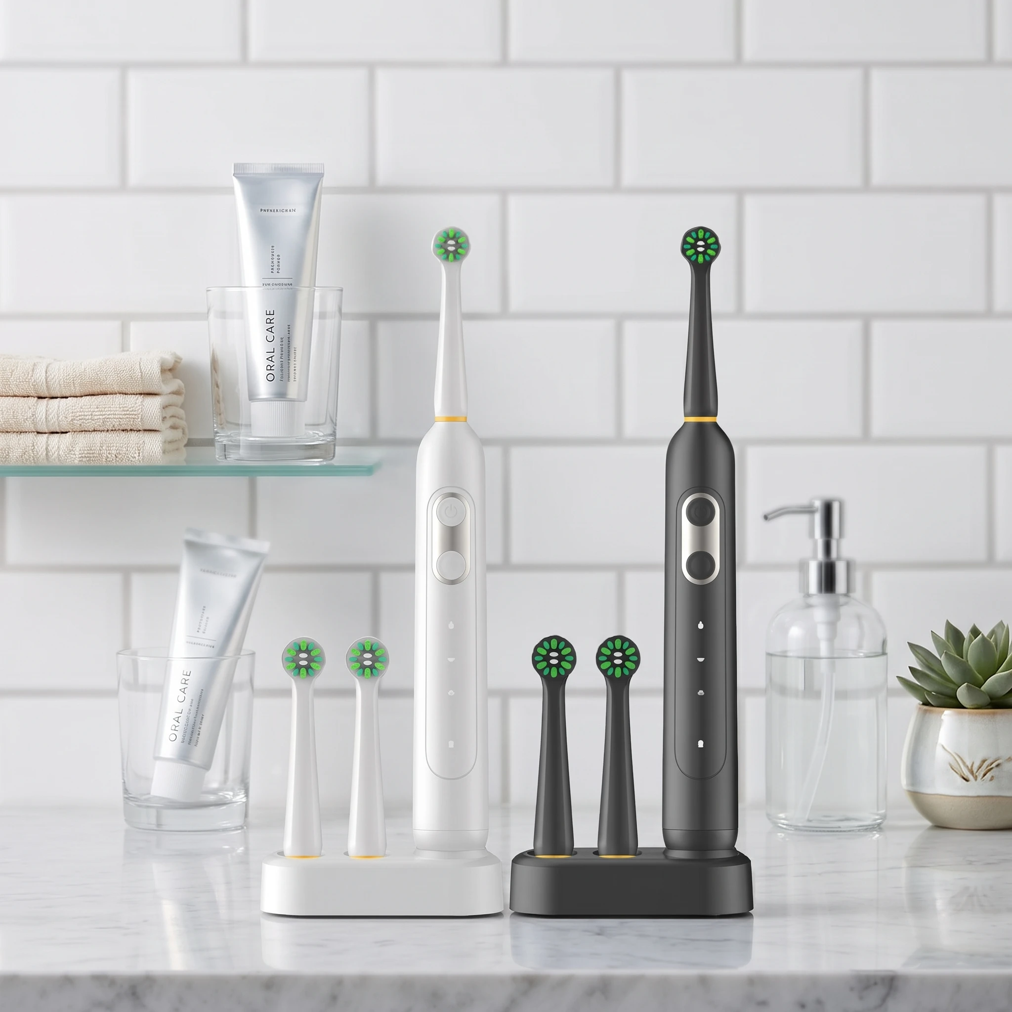 Smart Rotary Electric Toothbrush USB Rechargeable Wireless Charging Deep Clean Soft Bristles with 10 Replacement Brush Heads