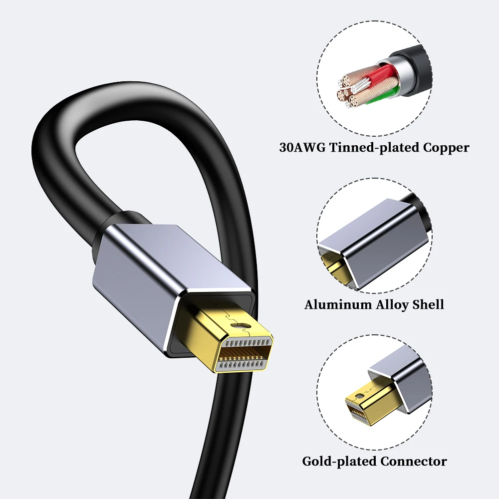 Fairikabe 8K@60Hz Mini Displayport To Displayport Cable 4K@144Hz Bidirectional MDP To DP Converter For Laptop Macbook Monitor