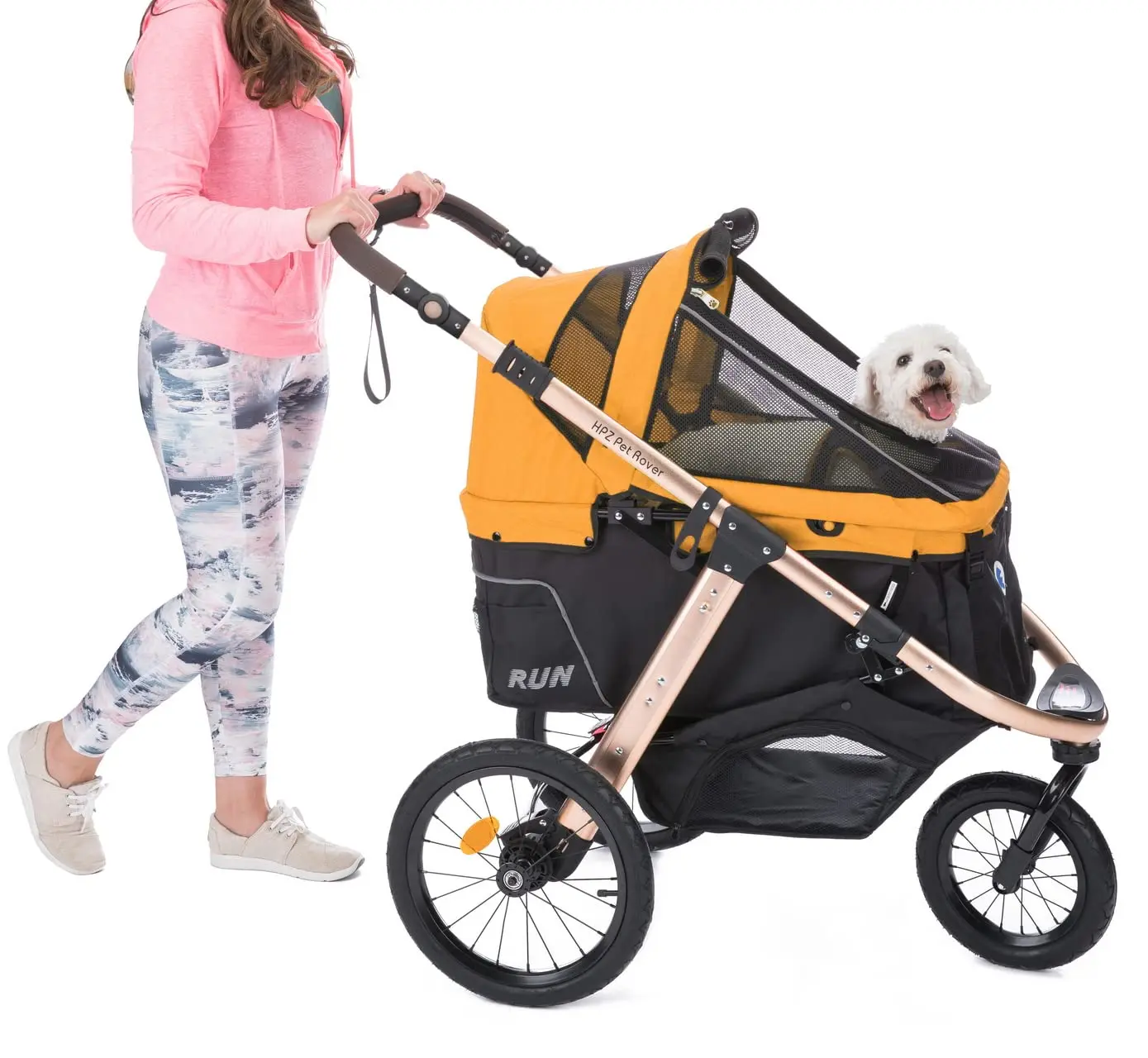 Pet Rover Run Performance Jogging Sports Stroller with Comfort Rubber Wheels/Zipper-Less Entry