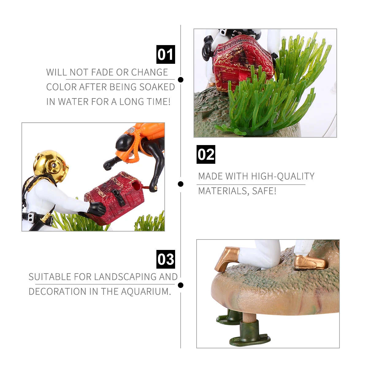 

Lifelike Diver Treasure Ornament Creative Resin Aquarium Decor Safe for Fish Fresh Salt Water Enhance Visual Appeal