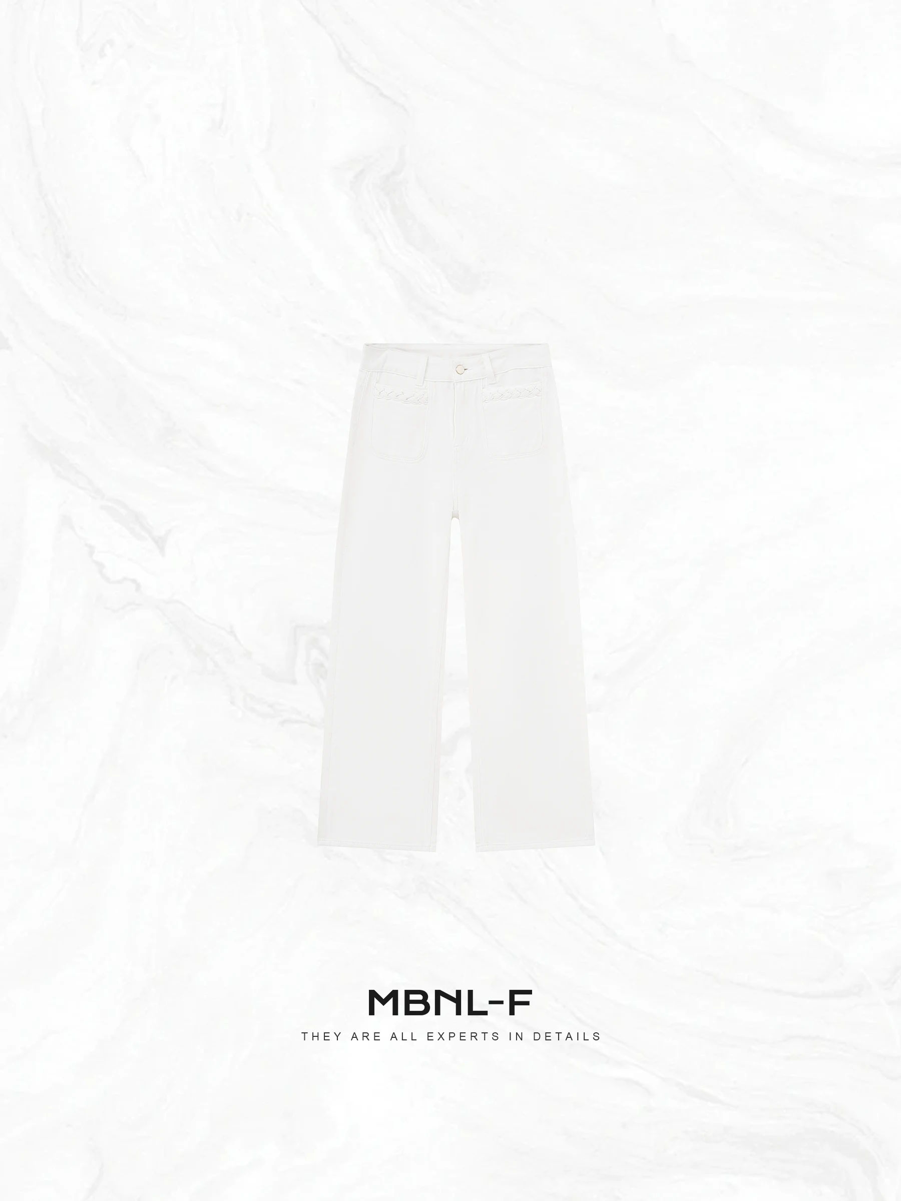 

MBNLF Woven Slimming Pure Color Micro-flared Denim Jeans White Bull Design Spring Faion Ladies Long Pants Money-Saving