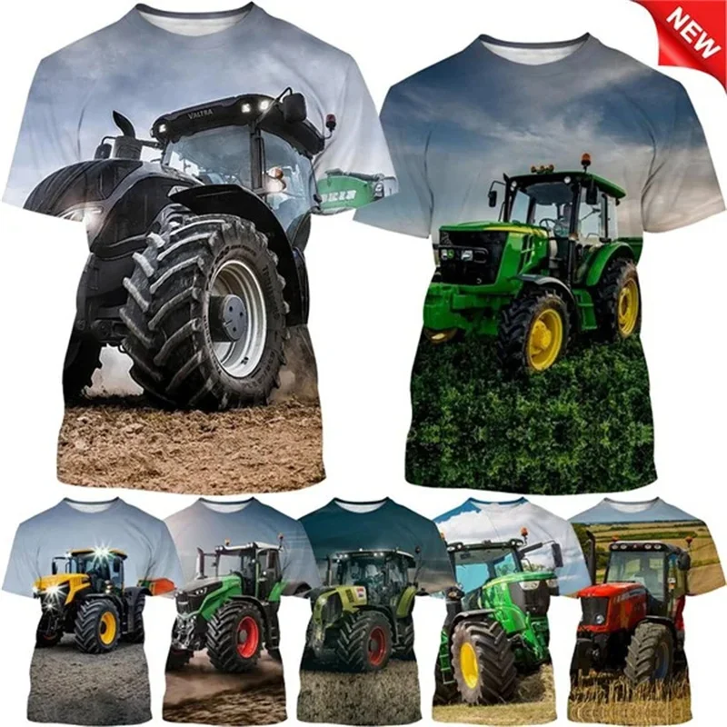 2024 New Fashionable 3D Printed Tractor Truck Cool T-Shirt Tractor Farm T-Shirt For Men And Women Casual Streetwear Street Top