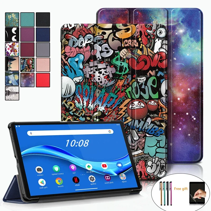 

Case For Lenovo Tab M10 HD 2nd Gen TB-X306X/F TB-X605L/F Leather Cover for M10 plus X606 Funda Stand Shell+film+pen