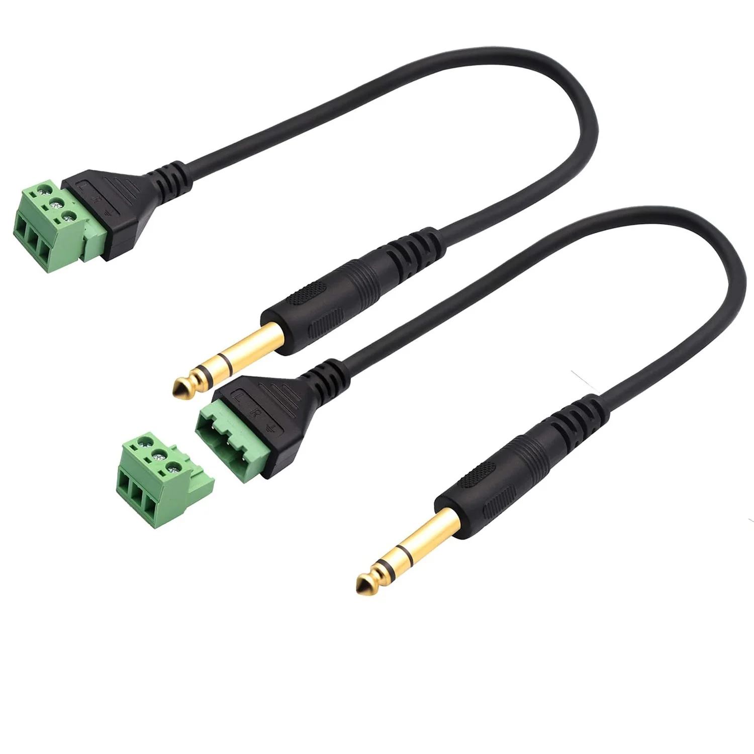 1szt Złota wtyczka męska 6,35 mm 1/4" Stereo TRS do 3-pinowej śruby AV Balun wideo Złącze wtykowe Adapter bez lutowania Kabel blokowy