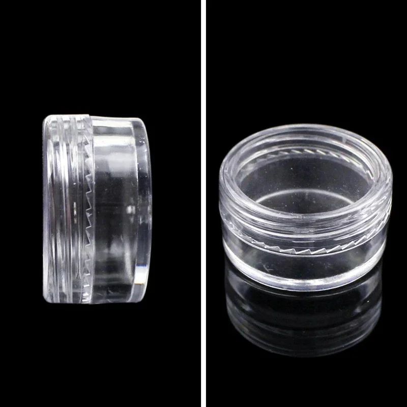 Bộ 50 Trang Điểm Tổ Chức Hộp Nhựa Trong Trang Sức Đính Hạt Hộp Lưu Trữ Di Động Tròn Nhỏ Hộp Đựng Mỹ Phẩm Hũ 2.5ML