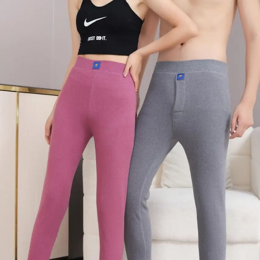 

Thickened Fleece Lined High Waist Camel down Thermal Pants Couples Style Autumn Winter Warm Trousers Men Women Color Ba...