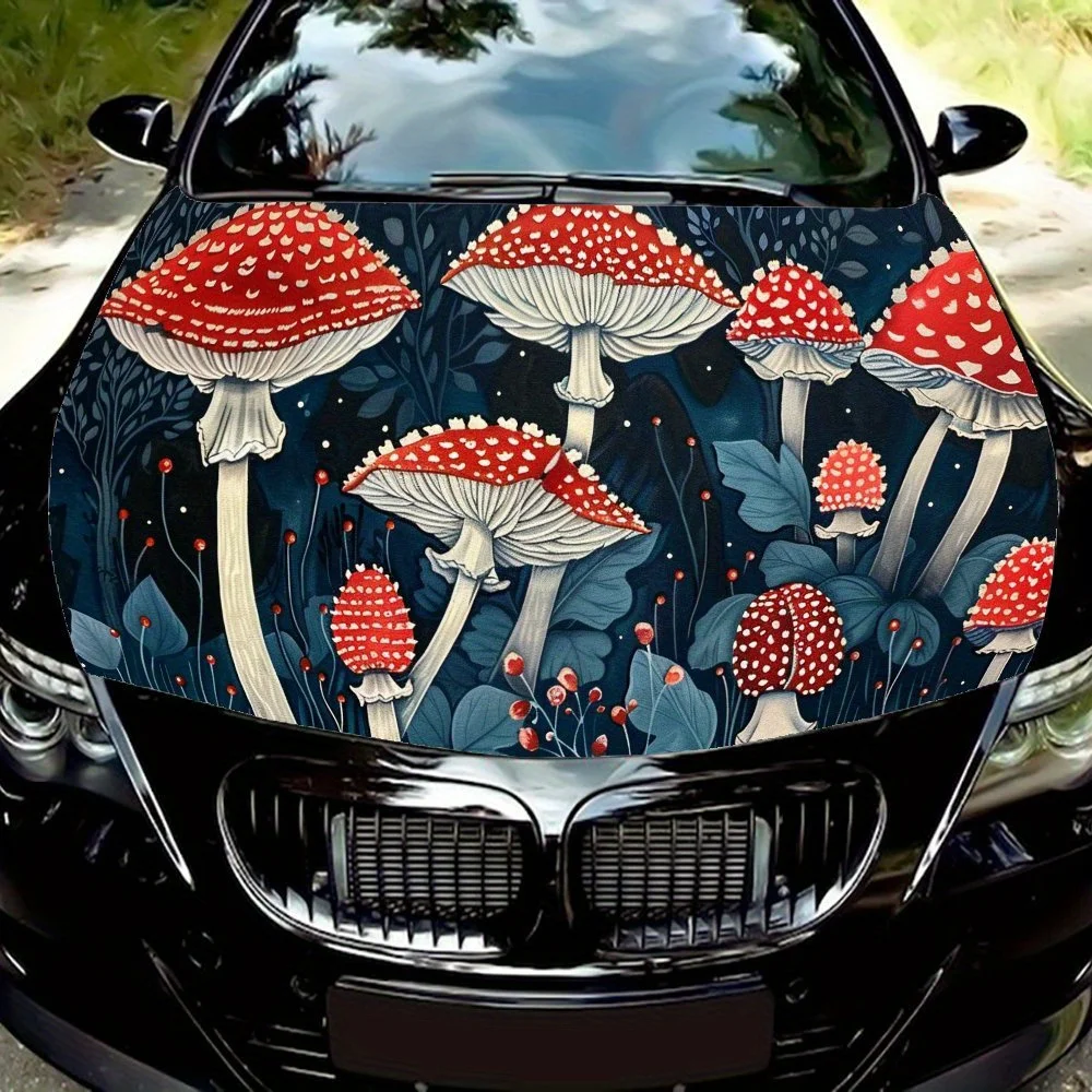 

Magic Forest Mushroom Car Hood Vinyl Wraps Sticker, Car Engine Decal, Waterproof Self-adhesive Car Packaging Cover, Universal Ca