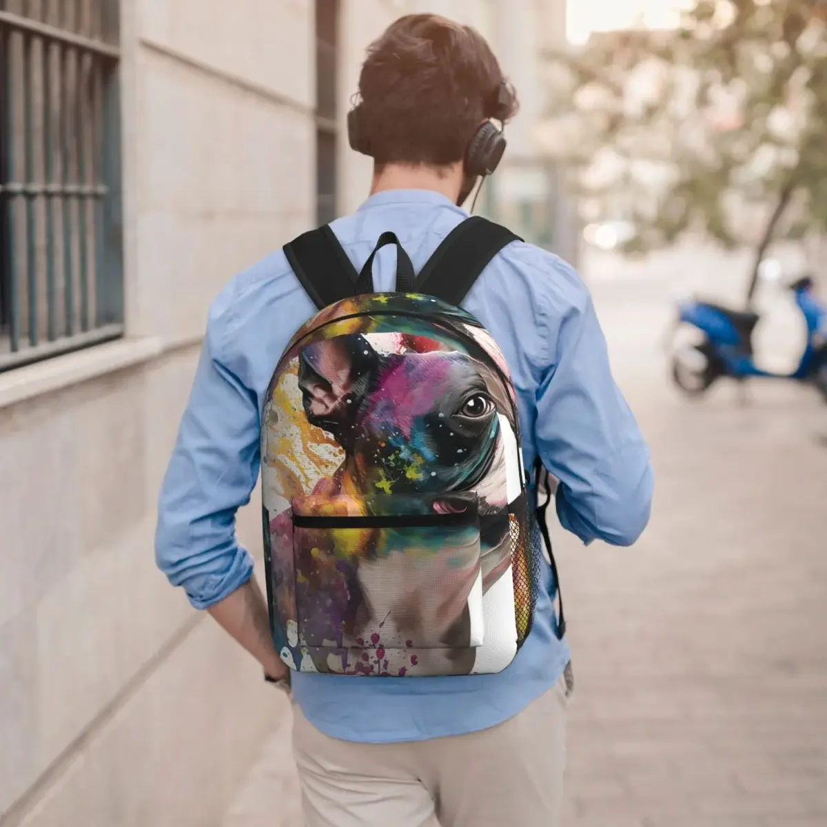 Boston Terrier Face Print Student Backpack School Bag Hiking Travel Daypack for Men Women Bookbag Shoulder Bags