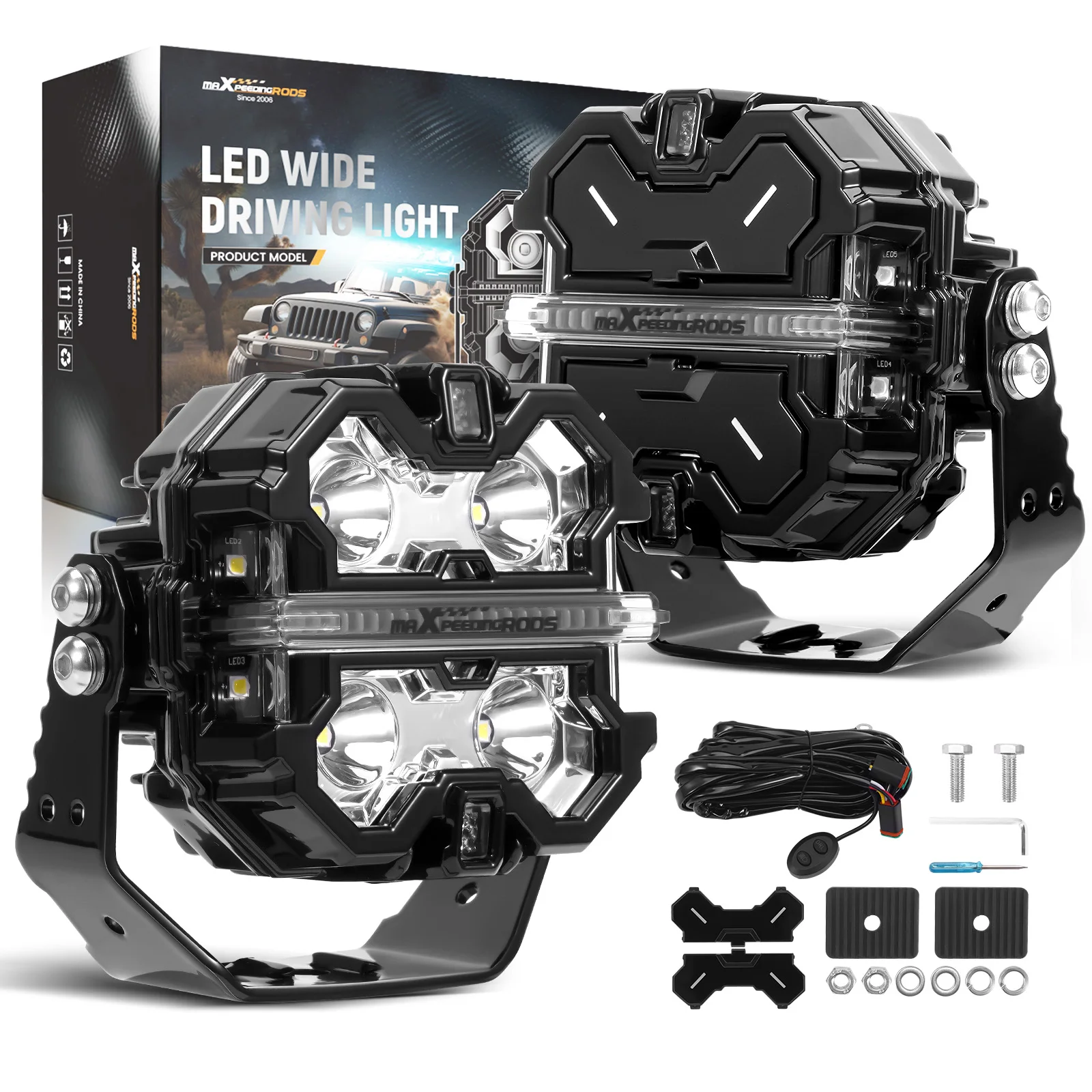 

MaXpeedingrods Brand New Supplier Universal LED Fog Driving Headlights 3.5" Aluminum Housing Spot Beam Side Shooter IP68 160W