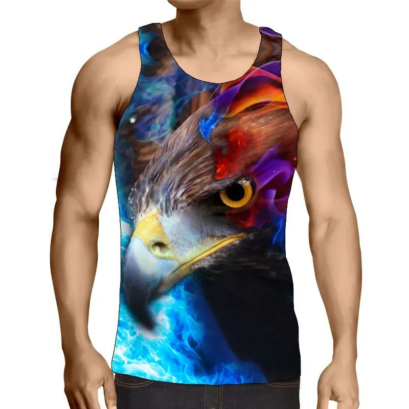 Harajuku New 3D Animla Eagel Printing Tank Top Men US Spiritual Totem Graphic Tank Tops Summer Cool Clothing Fashion Vest Tops