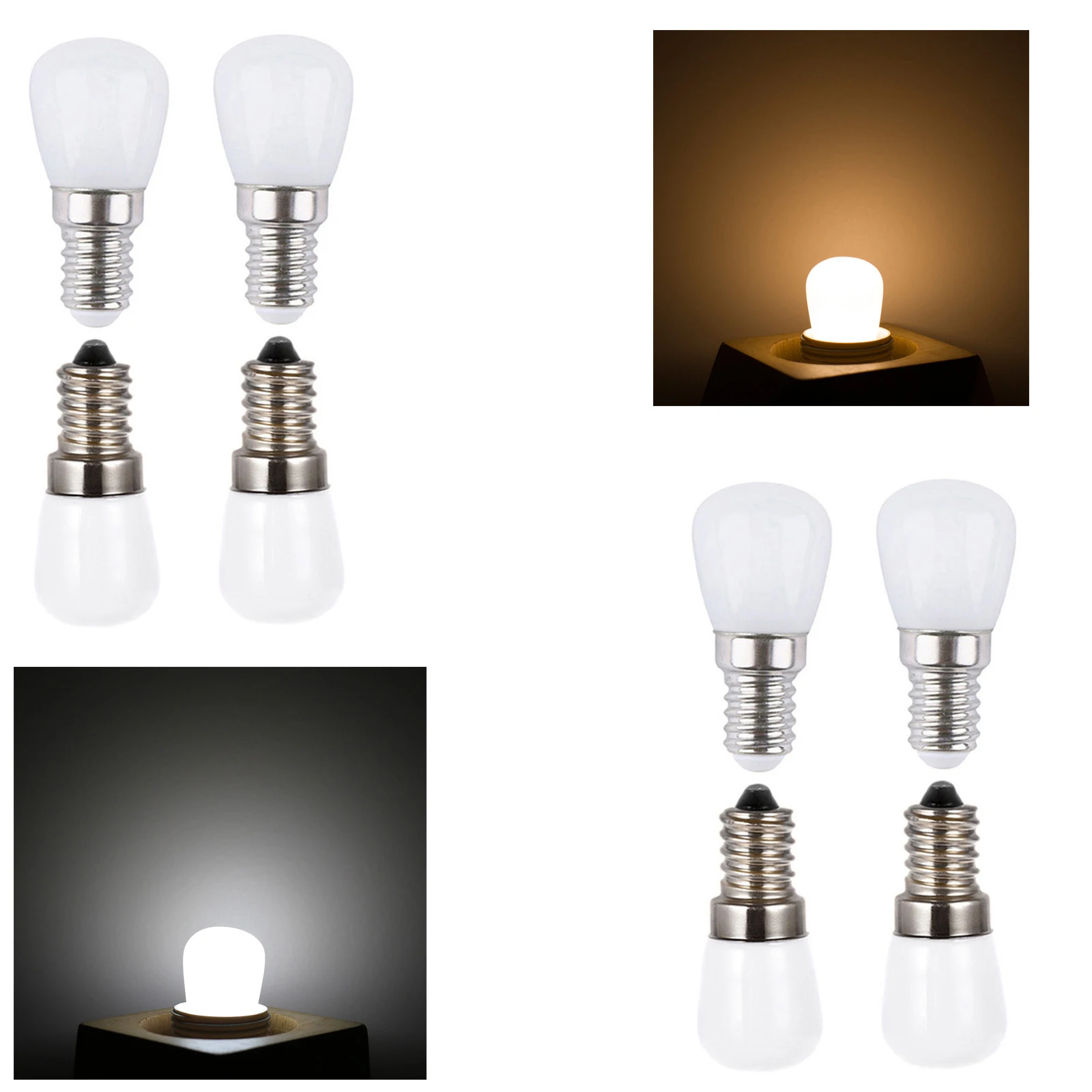 4pcs 2W Led Fridge Light Bulb E14 E12 5000K 3000K 220V 12V 24V Refrigerator For Freezer Indicator Mini Corn Luminaire Lamp 20W