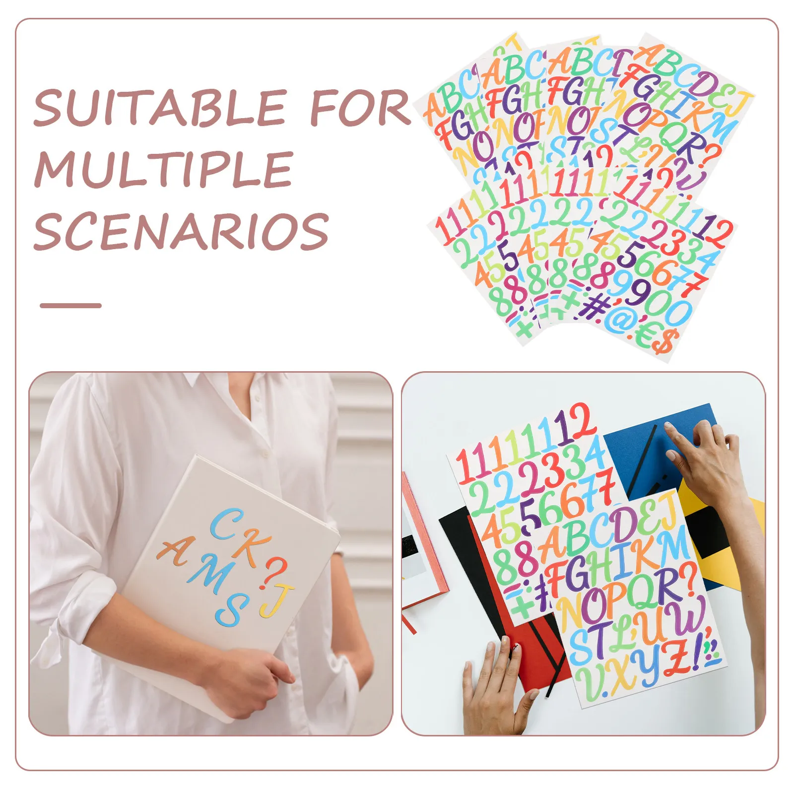 

8 листов наклеек с цифрами и буквами алфавита, самоклеящиеся цветные виниловые наклейки для декора скрапбуков и сортировки мусорных баков