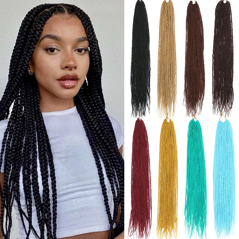 

24inch Ombre Senegalese Twist Braiding Hair Crochet Braids 30 Roots/pack Synthetic Crochet Hair Extensions For Women Black Brown