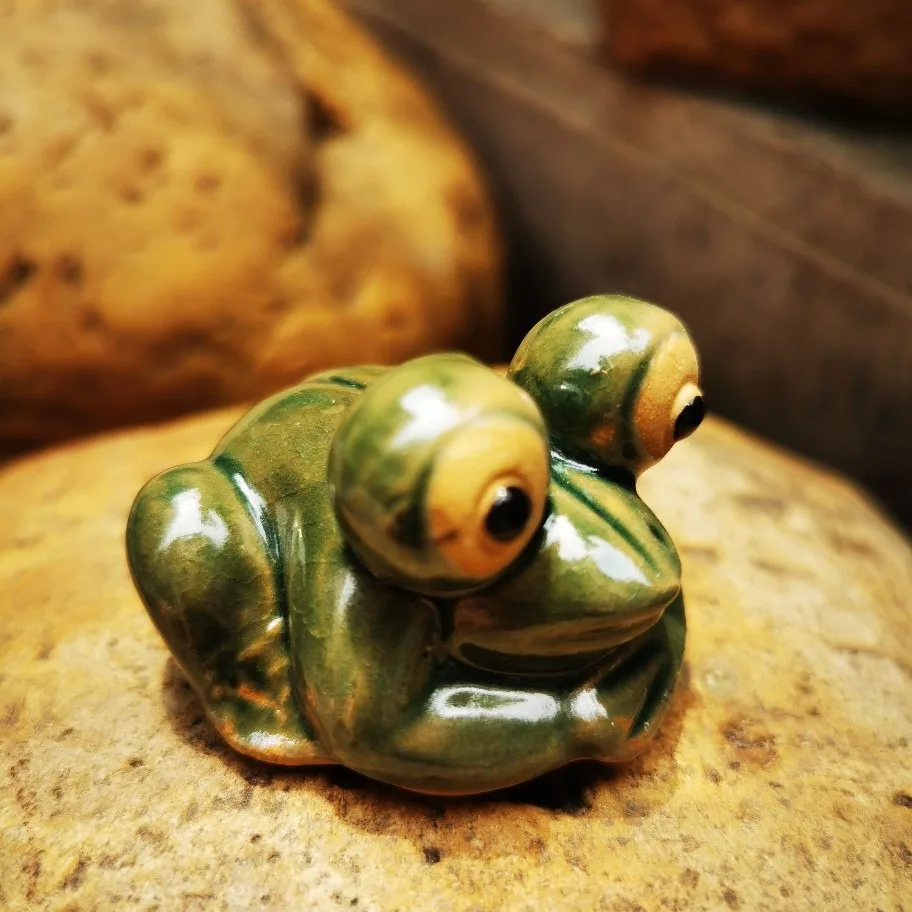 Kröten-Frosch-Landschaftsstatue für Reichtum & Glück, Porzellan, staubdicht, für Toilette und Badezimmer, Dekoration, Sumpfregenwald-Tierskulptur