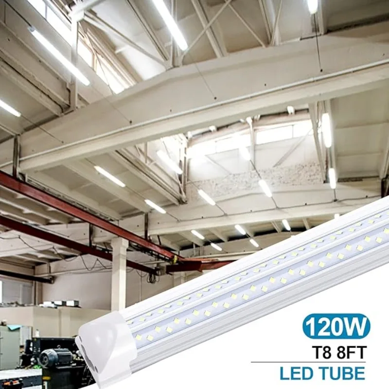 Zintegrowana świetlówka 8FT T8 w kształcie litery V, dwustronna, 4 rzędy, oprawa oświetleniowa LED 120W, AC85-277V 14400 lumenów 6000K na zimno