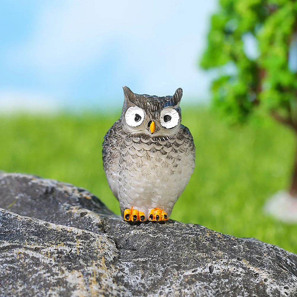 12Pcs Moss Micro Landscape Owl Ornaments Mini Resin Animal Decorations for Home Office Desktop Cute Tiny Animal Adornments
