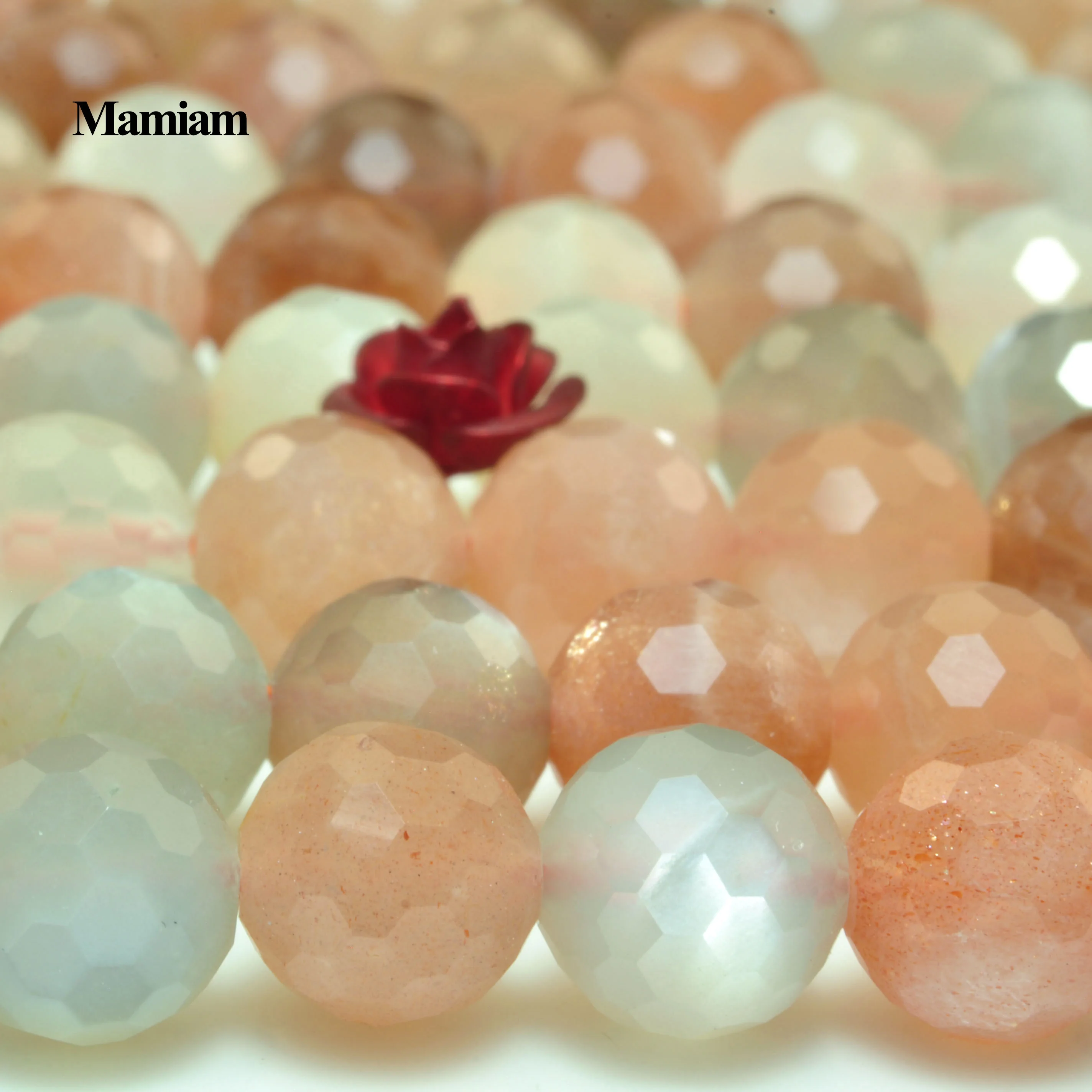 Mamiam Natural A+ Mixed Color Moonstone Faceted Round 9.5mm Stone Smooth Loose Beads Diy Bracelet Necklace Jewelry Making Design