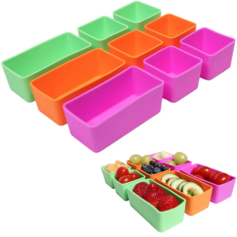 1/3/5pcs Lunch Dividers Reusable Silicone Kids Lunch Box Dividers Salad Dressing Containers Microwaveable Bakeware Dish Cups