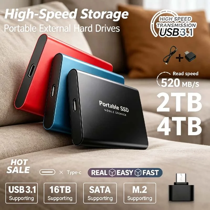 

T5 Mini Original Genuine 2TB Portable External SSD USB 3.1 High Speed Solid State Drive Large Capacity Flash Memory Disk Pro