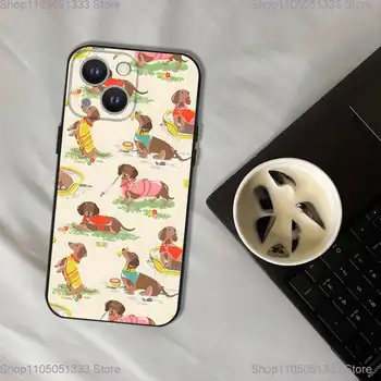 卡通可愛臘腸犬手機殼,適用於 iPhone 17、16、15、14、13、12、11、Pro、XS、Max、XR、Plus、E、SE4、Mini,黑色軟殼 10 最佳銷售 漂亮的iPhone手機殼 - №3