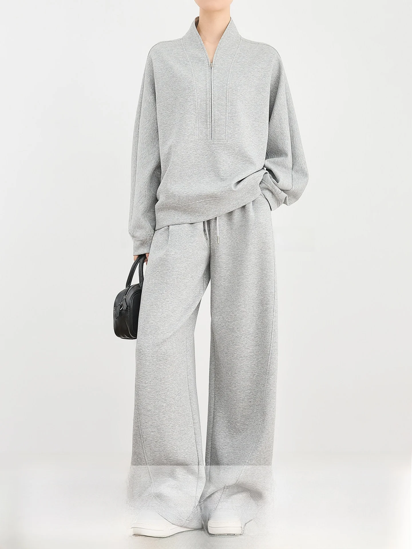 

FALIN Loose Fit Zipper Ne Hoodie Women's Pullover Sweatirt Floral ey Korean Sle Spring Casual Long Sve T-irt