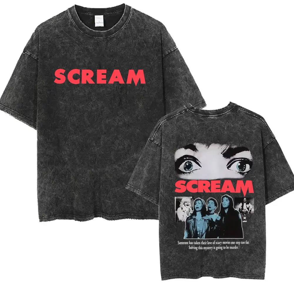 Washed Vintage Horror Movie Scream Billy Loomis Graphic T-shirt Men Women Clothing Fashion Casual Oversized T Shirts Fans Gift