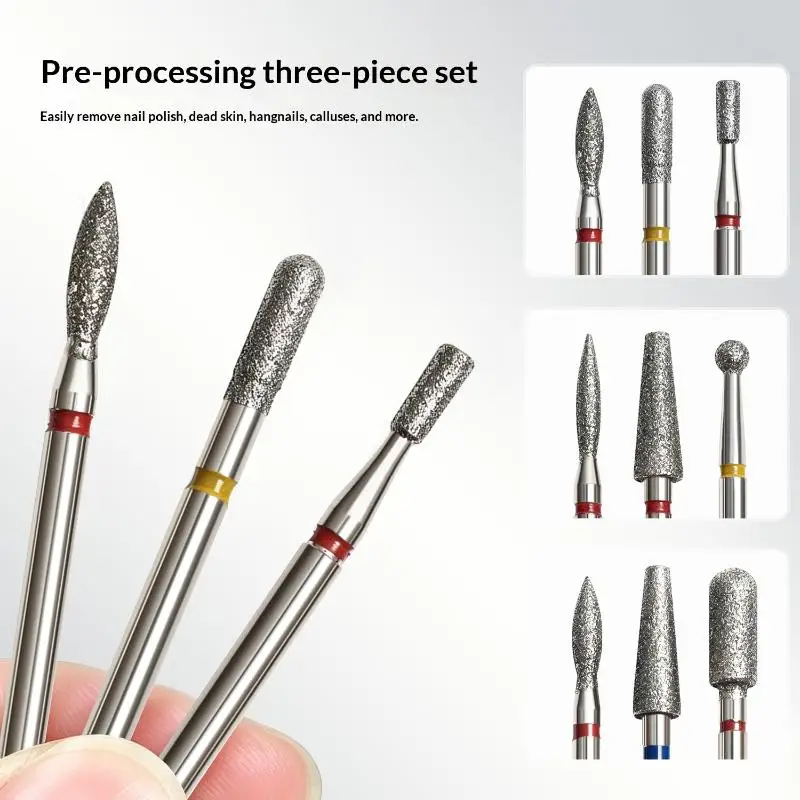 3pcs/Set Nail Drill Bits Diamond Cutters For Manicure Cuticle Burr Milling Cutter For Pedicure Nails Accessories Tools
