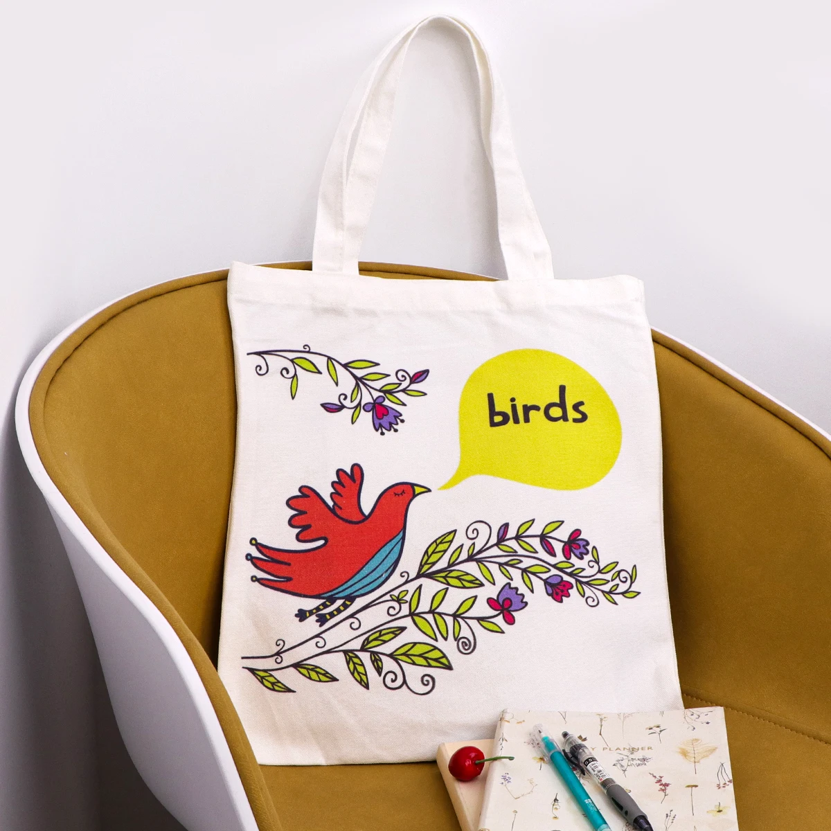 

Cute birds Fashion Canvas Tote Bag Shopping Bag Women's Handbag Casual Foldable Shoulder Bag School Handbag Gift
