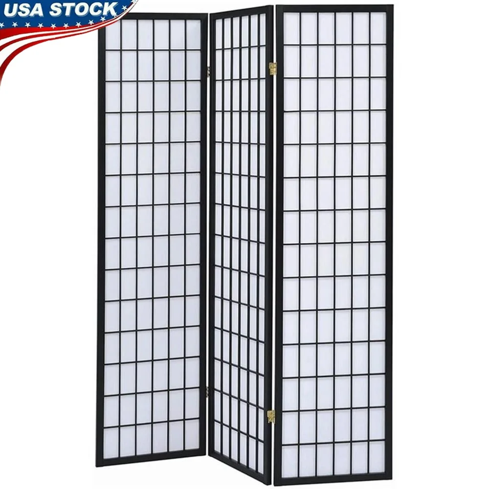 

3-панельная перегородка для комнаты, складной экран, декоративный экран для конфиденциальности, черный, белый цвет, цветочный мотив, акценты из золотой фольги, домашний декор, FSC Wood