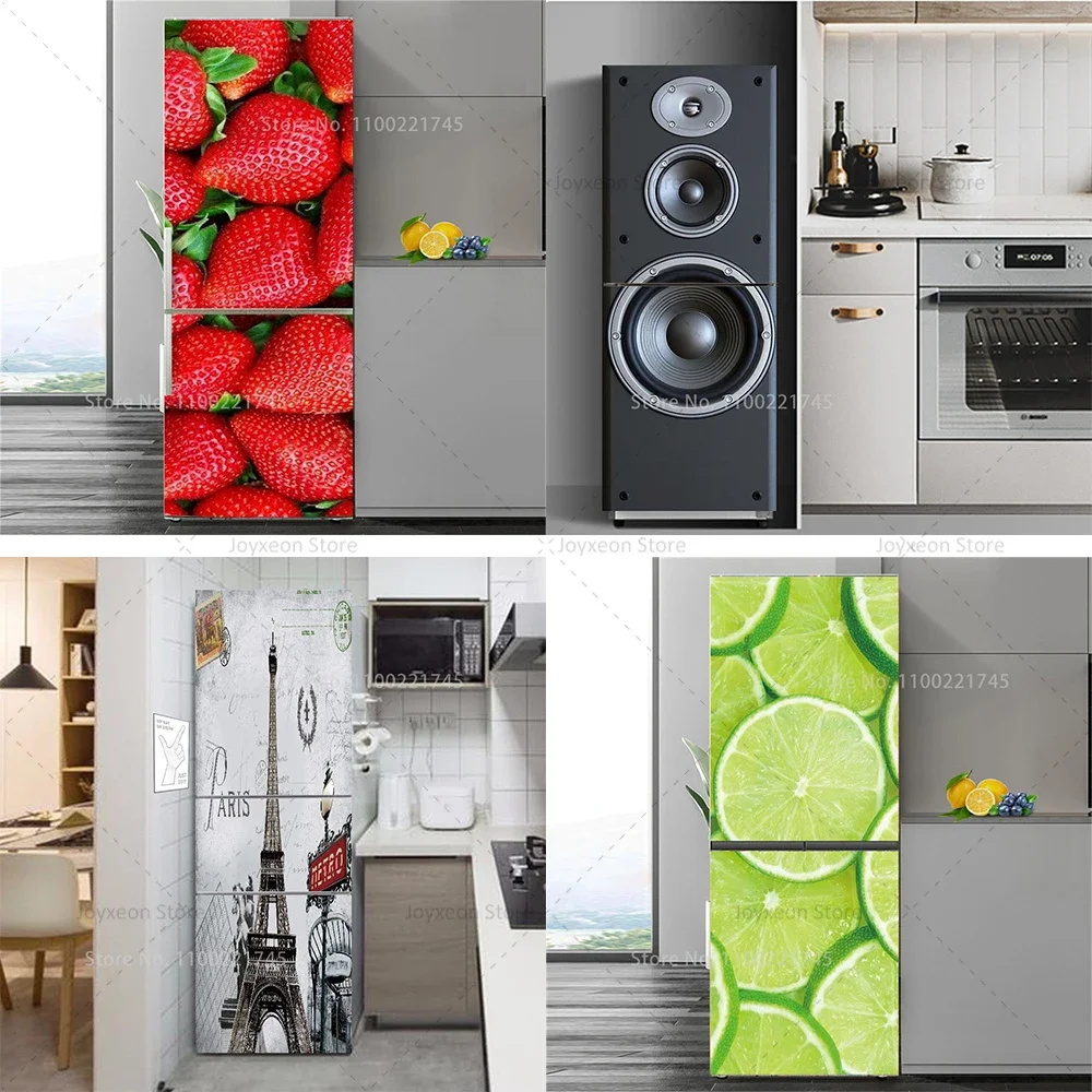 3D Multi Style Refrigerator Sticker Vinyl Waterproof Self Adhesive Home Decor Custom Size Pattern Kitchen Refrigerator Sticker