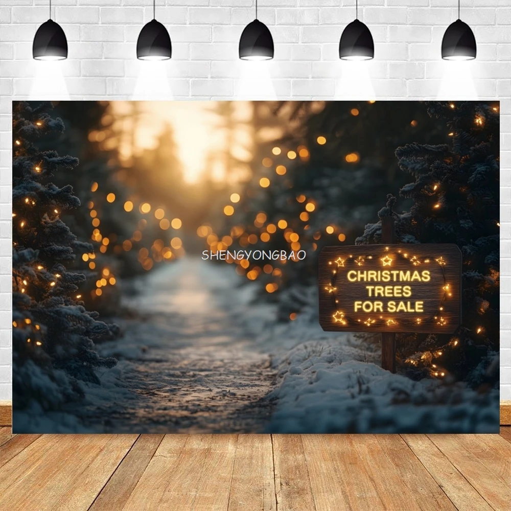 야외 보케 라이트 소나무 숲 배경, 겨울 크리스마스 아기 초상화 사진 배경 장식, 사진 스튜디오
