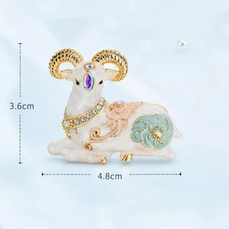 (BF06)Vintage Rhinestones Setting Goat Brooches For Women Unisex Year Of The Sheep Animal Brooch Pin New Year Gifts view 6